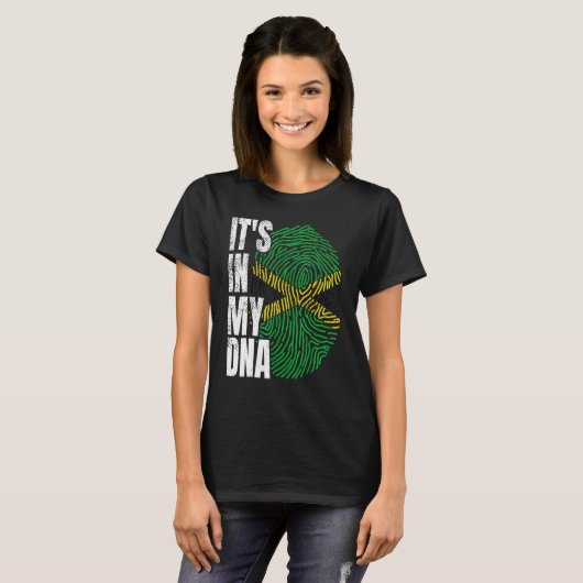 Het is in mijn DNA Jamaicaanse vlag Jamaica Black  T-shirt (Voorkant volledig)