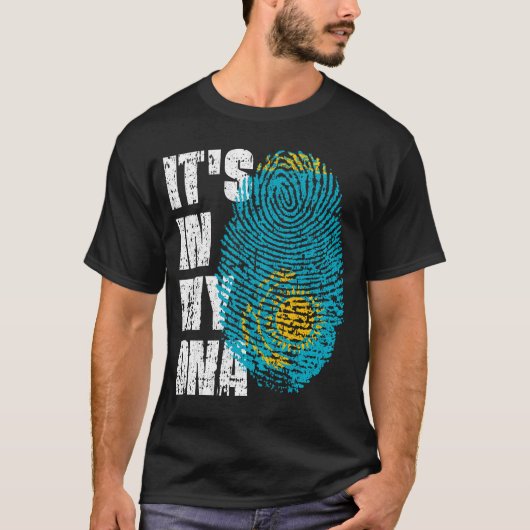 HET IS IN MIJN DNA Kazachstan Flag Boy Girl Gift T-shirt (Voorkant)