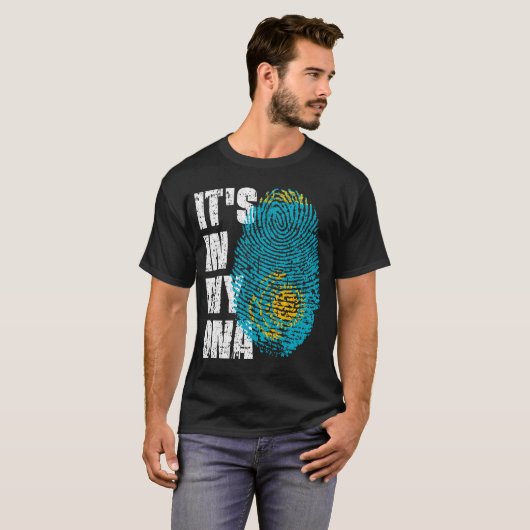 HET IS IN MIJN DNA Kazachstan Flag Boy Girl Gift T-shirt (Voorkant volledig)