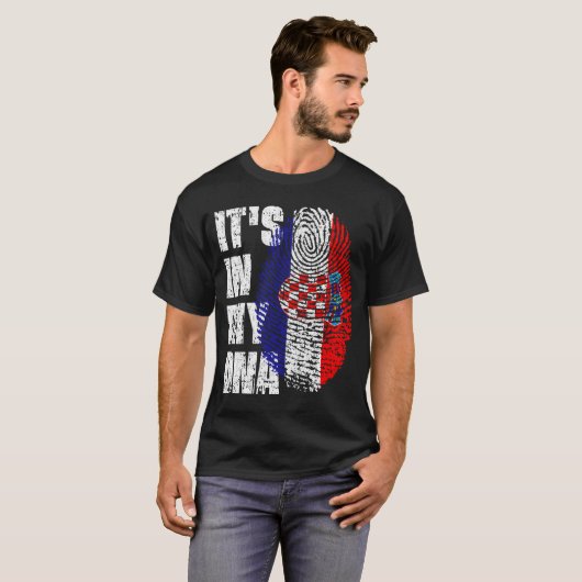 HET IS IN MIJN DNA-kroatische Flag Boy Girl Gift T-shirt (Voorkant volledig)