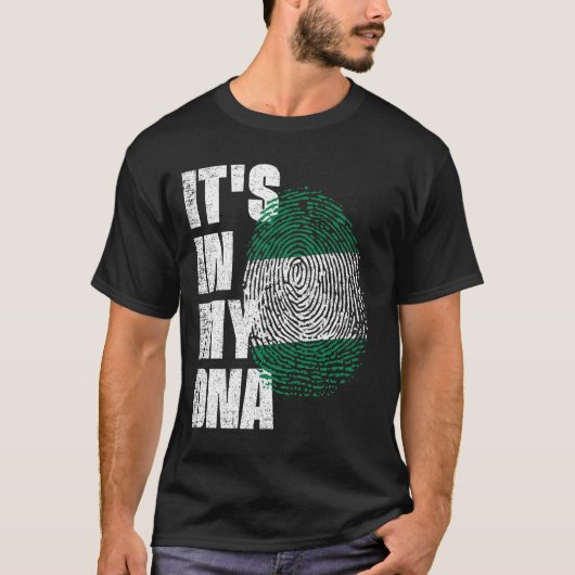 HET IS IN MIJN DNA Nigeria Vlag T-shirt (Voorkant)
