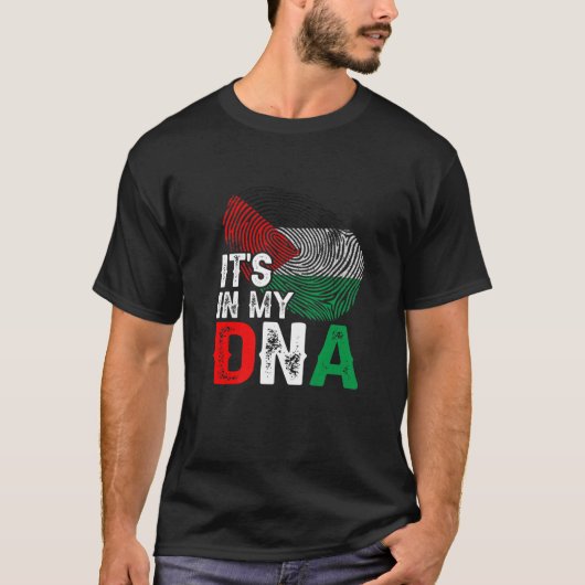 Het is in mijn DNA Palestine Flag Fingerprint Patr T-shirt (Voorkant)