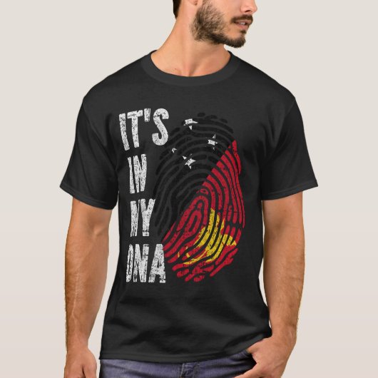 HET IS IN MIJN DNA Papoea-Nieuw-Guinea Vlag Mannen T-shirt (Voorkant)