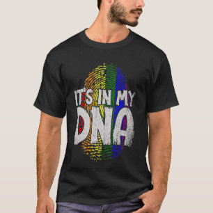 Het is in mijn dna-regenboogvlag Vingerprint Gay P T-shirt