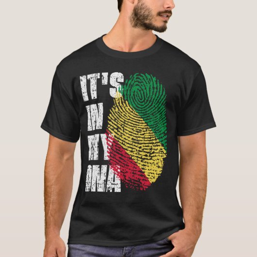 HET IS IN MIJN DNA-republiek Congo Vlag T-shirt (Voorkant)