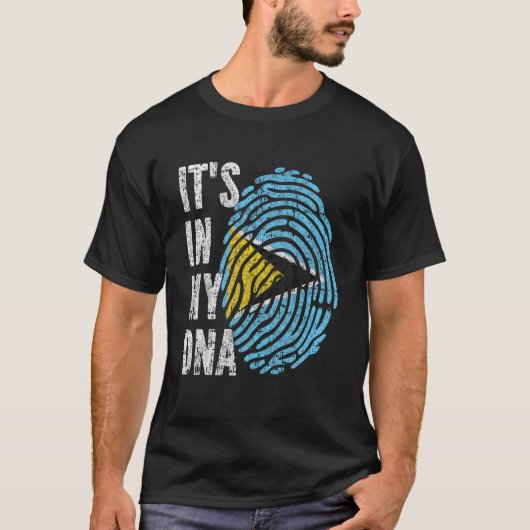 HET IS IN MIJN DNA Saint Lucia Vlag Mannen Kindere T-shirt (Voorkant)