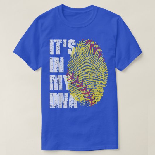 HET IS IN MIJN DNA Softball Ball Fingerprint Softb T-shirt (Design voorkant)