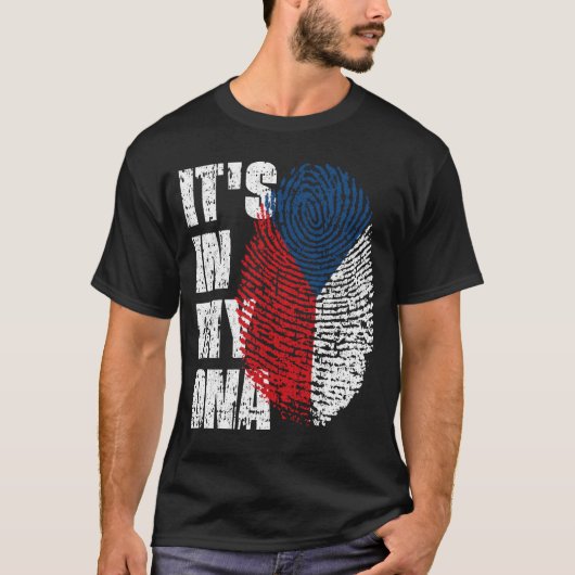 HET IS IN MIJN DNA Tsjechië Flag Boy Girl Gift T-shirt (Voorkant)