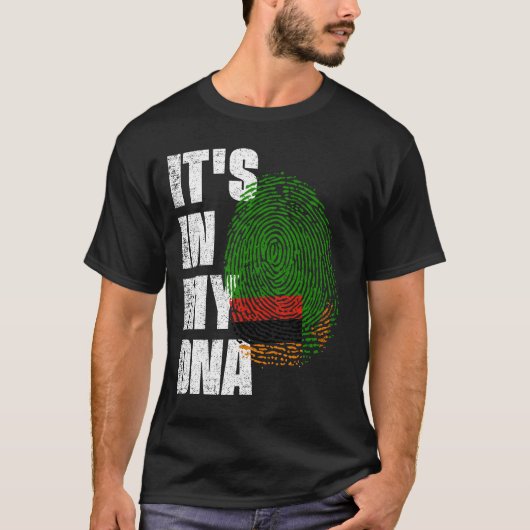HET IS IN MIJN DNA Zambia vlag T-shirt (Voorkant)