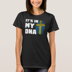 Het is in mijn DNA Zweden Vlag Vingerprint Mannen T-shirt