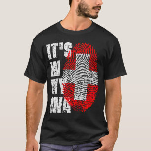 HET IS IN MIJN DNA-zwitserse Flag Boy Girl Gift T-shirt