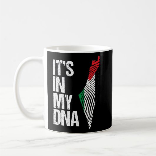 Het is in mijn Palestijnse Dna-vlag en kaart Koffiemok (Links)