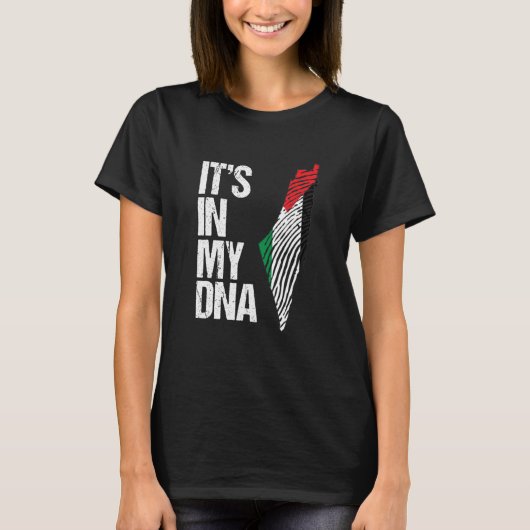 Het is in mijn Palestijnse Dna-vlag en kaart T-shirt (Voorkant)
