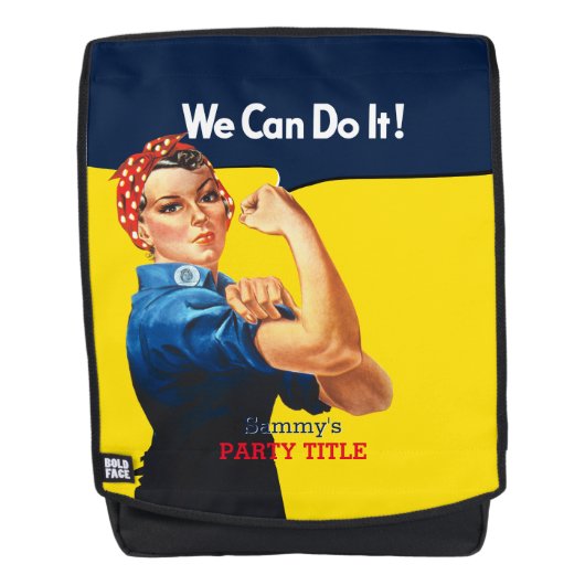 Het is je aangepaste Rosie-partij die dit aanpast Rugtassen (Voorkant)