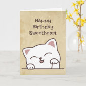 Het is je geboortedag, een kat waar ik van hou. kaart (Gele Bloem)