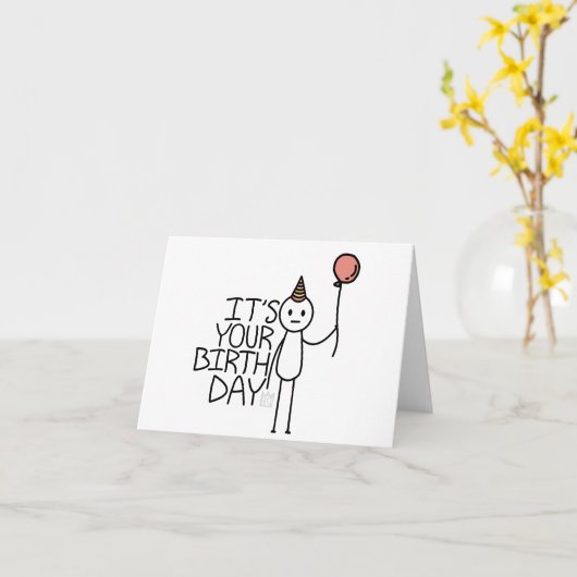 Het is je geboortedag - neutraal geboortedag kaart (Gele Bloem)