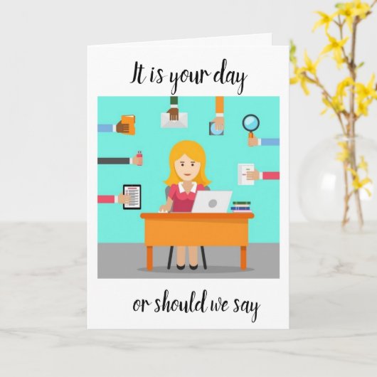 HET IS JE LAATSTE DAG! GELUKKIG ** PENSIOEN ** KAA KAART (Gele Bloem)