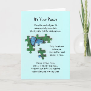 Het is je Puzzle Poem op blauw Kaart