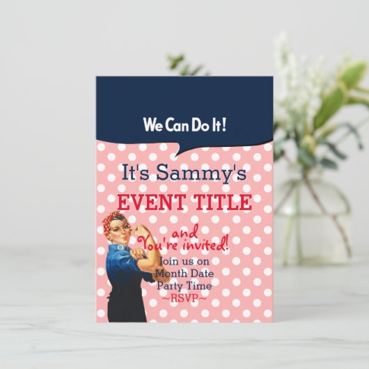 Het is je Rosie Party 12 regels 2-zijdig tussenvoe Informatiekaartje (Staand voorkant)