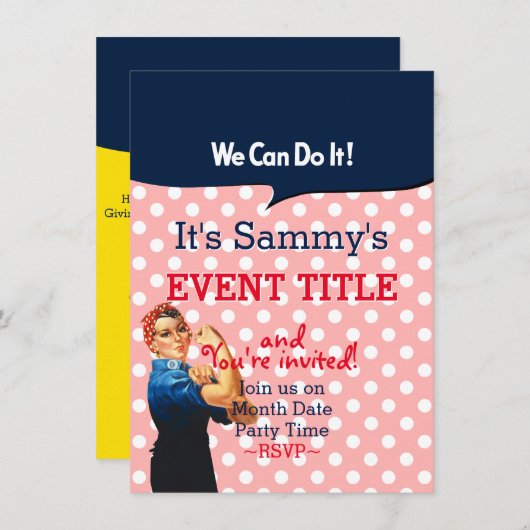 Het is je Rosie Party 12 regels 2-zijdig tussenvoe Informatiekaartje (Voorkant / Achterkant)