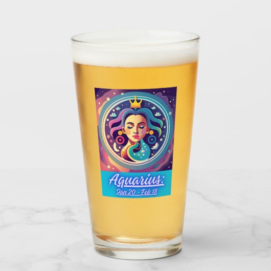 Het is je verjaardag - Waterman: 20 jan - 18 feb Glas (Voorkant gevuld)