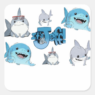 Het is Jeff, het stripfiguurtje van Landshark Vierkante Sticker