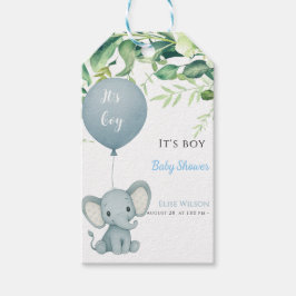 Het is jongen! Schattigee kleine olifant baby met  Cadeaulabel