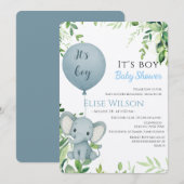 Het is jongen! Schattigee kleine olifant baby met  Kaart (Voorkant / Achterkant)