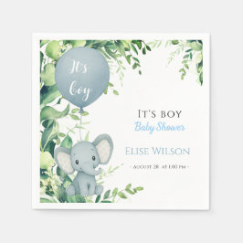 Het is jongen! Schattigee kleine olifant baby met  Servet