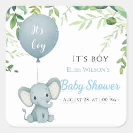 Het is jongen! Schattigee kleine olifant baby met  Vierkante Sticker