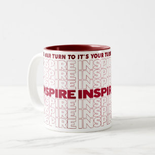 Het is jouw beurt om te inspireren tweekleurige koffiemok