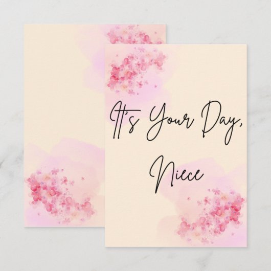 Het is jouw dag, Niece Minimal Birthday Kaart (Voorkant / Achterkant)