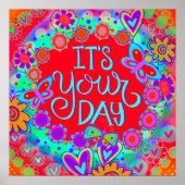 Het is jouw dag Red Fun Happy Inspirivity Poster (Voorkant)