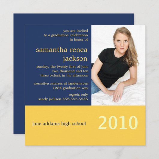 Het is jouw jaar Afstuderen uitnodiging (marine) (Voorkant / Achterkant)