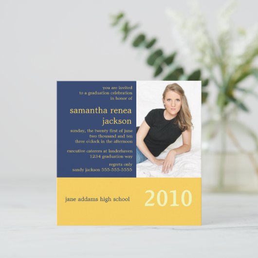 Het is jouw jaar Afstuderen uitnodiging (marine) (Staand voorkant)