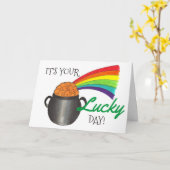 Het is jouw Lucky Day Rainbow Gefeliciteerd Kaart (Gele Bloem)