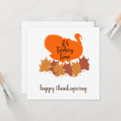 Het is kalkoentijd - Prettige Thanksgiving-kaart Kaart (Voorkant / Achterkant in situ)