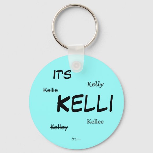 Het is Kelli Sleutelhanger (blauw) (Voorkant)