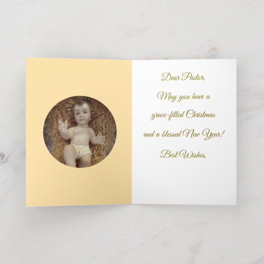Het is kerst, pastor, gevouwen Folie Wenskaart (Binnenlaag)
