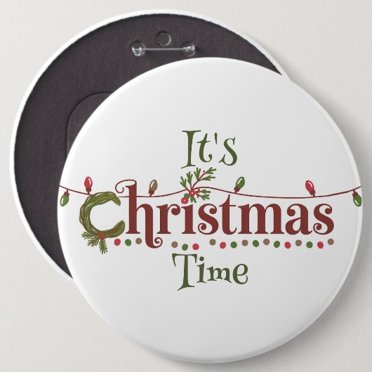 Het is kerst ronde button 6,0 cm (Voorkant /achterkant)