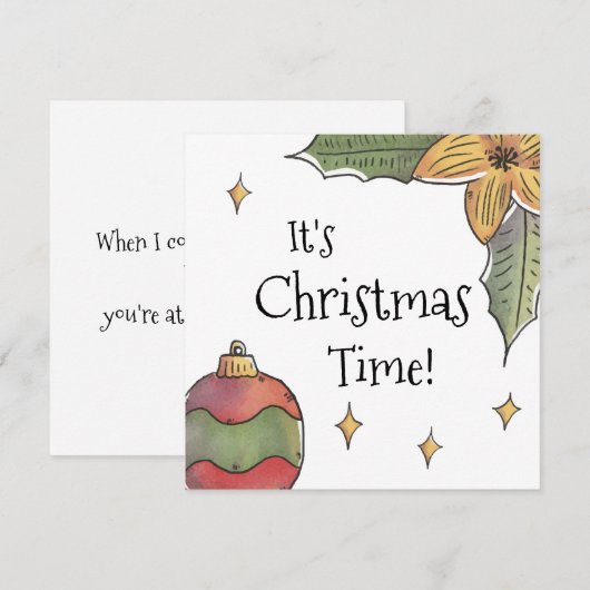 Het is kerst tijd Kaart, vakantie Kaart, kerst Feestdagenkaart (Voorkant / Achterkant)