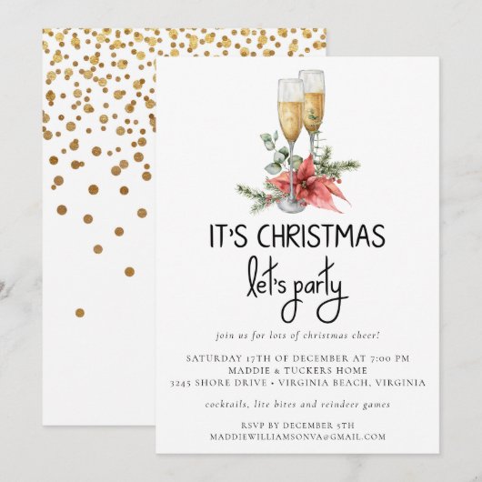 Het is kerstfeest, een feest met gouden Confetti Kaart (Voorkant / Achterkant)