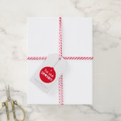 HET IS KERSTFEEST KERSTKADO knalrode glazen kerstb Cadeaulabel (Met Touw)