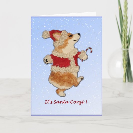 "Het is Kerstman Corgi!" De Kerstkaart van Corgi Feestdagen Kaart (Voorkant)