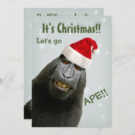 Het is Kerstmis. Laten we Ape gaan! Kaart (Voorkant / Achterkant)