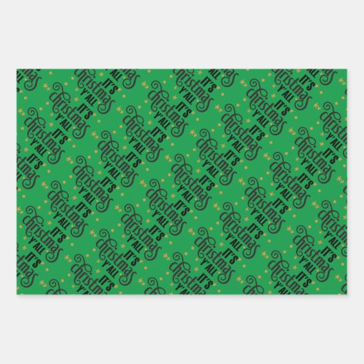 Het is Kerstmis Y'All Word Art Inpakpapier Vel (Voorkant 3)