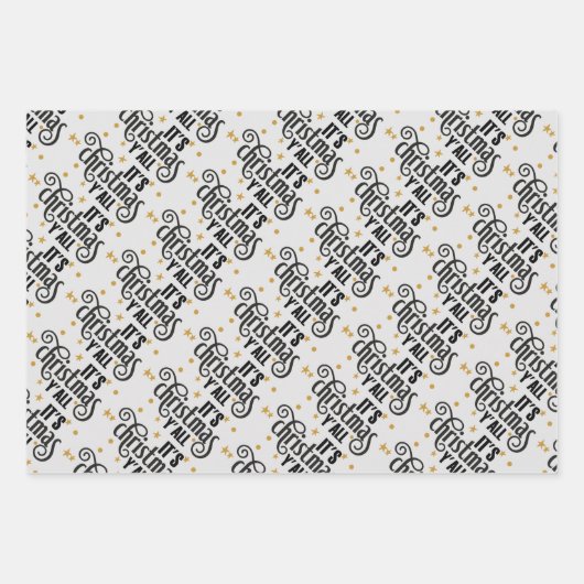 Het is Kerstmis Y'All Word Art Inpakpapier Vel (Voorkant 2)