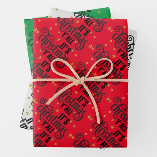 Het is Kerstmis Y'All Word Art Inpakpapier Vel (In situ)