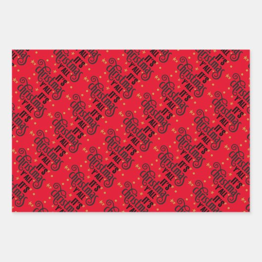 Het is Kerstmis Y'All Word Art Inpakpapier Vel (Voorkant)