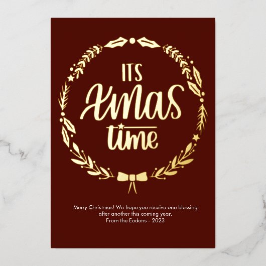 Het is kersttijd foto folie feestdagenkaart (Voorkant)